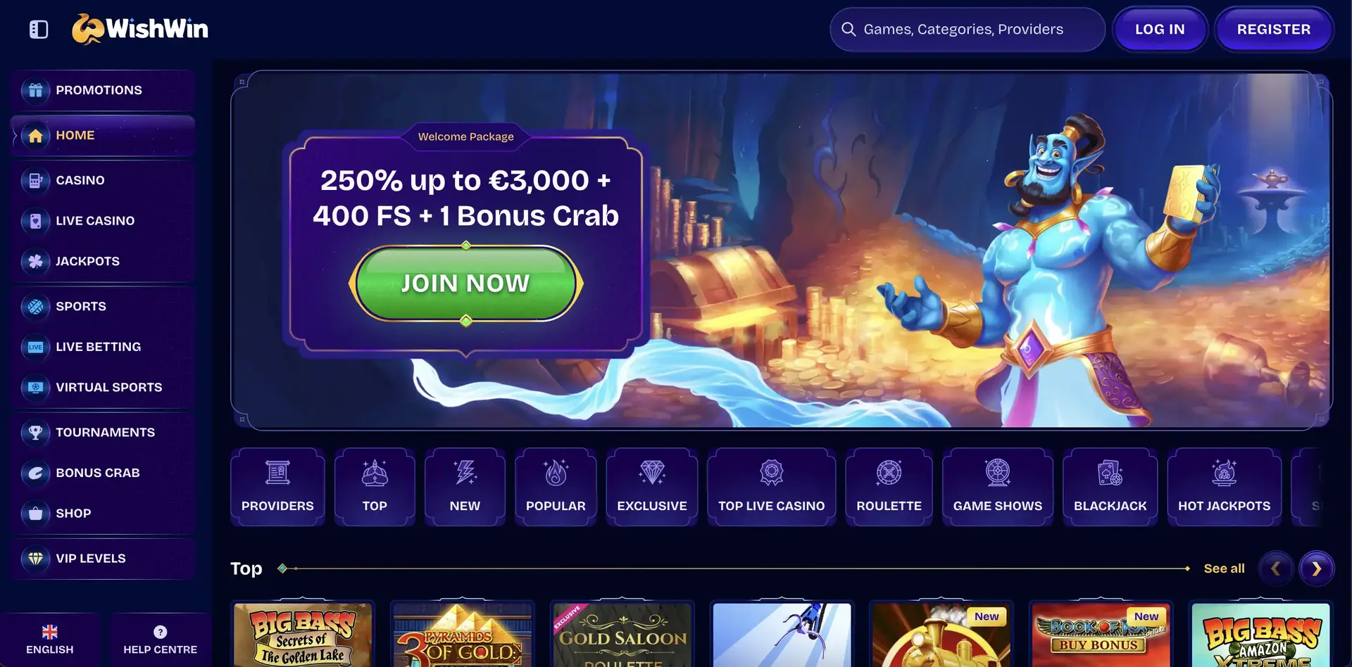 WishWin Casino Willkommensbonus